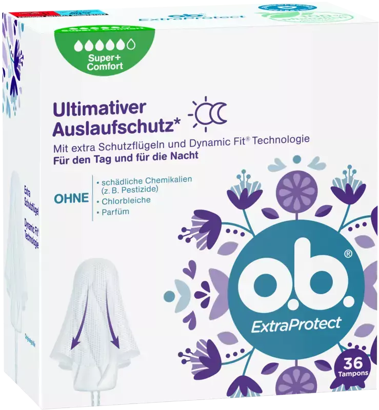 Nr.1 für sehr starke Periode: o.b.® ExtraProtect Super+Comfort